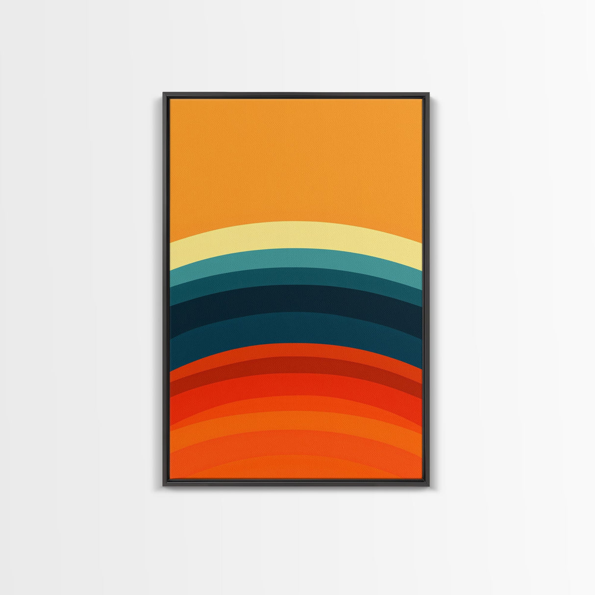 Shades Of The Sun Gradient Painting Print, Wood Framed Canvas, Minimalist Wall Art, Art Deco Inspired Living Room Decor