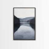 Moody Decor, Grey Scale Charcoal Sketch Print, Framed Canvas Print, Black and White Landscape Painting Print