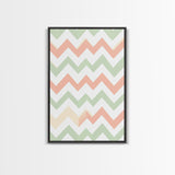 Pastel Chevron Zig Zag Pattern Wall Art, Mid Century Modern Boho Style Home Decor, Living Room Wall Hanging