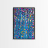 Botanical Wall Art Framed Canvas Print, Bright Blue Wild Flower Painting Print, Flower Painting, Girls Room Decor, Gift For Her
