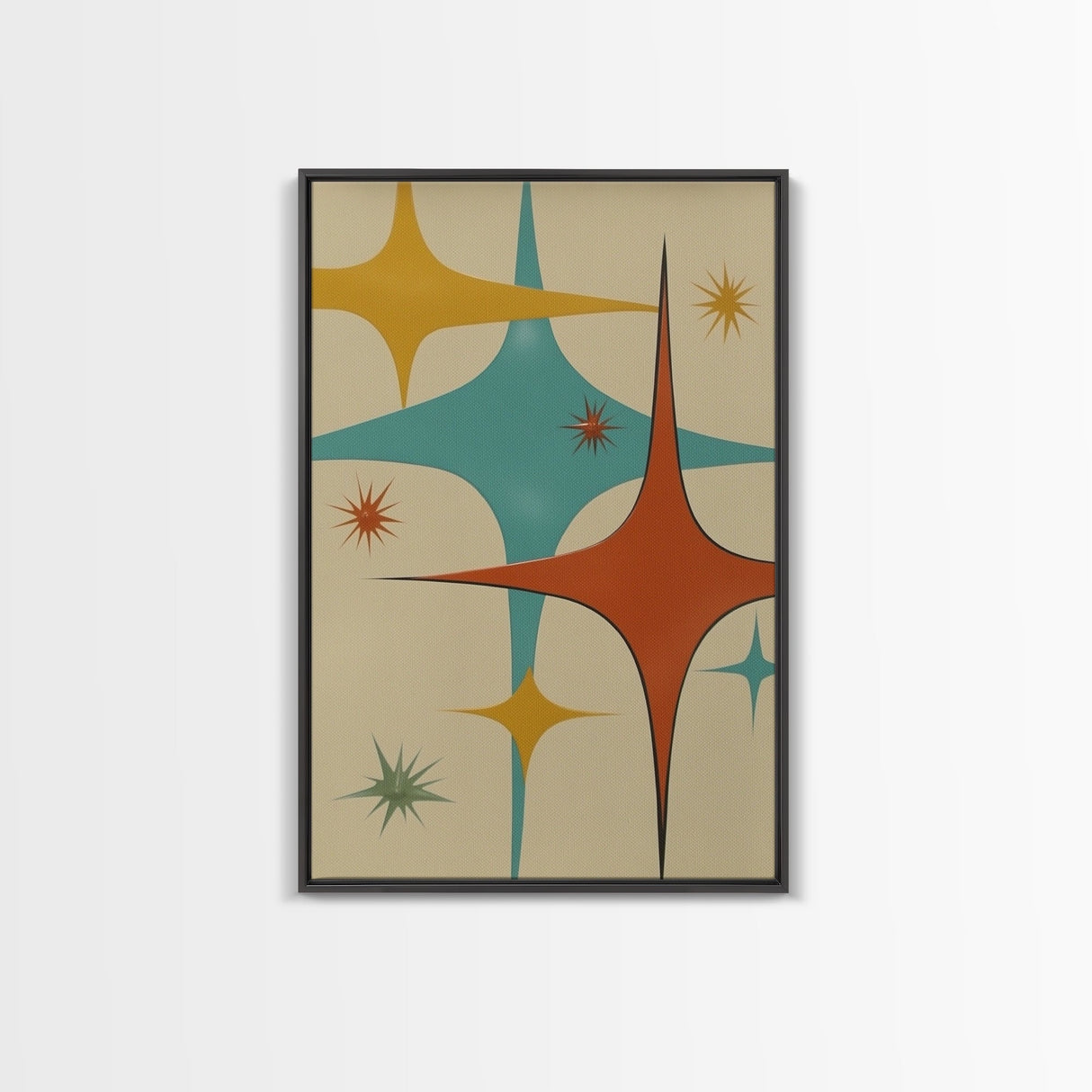 Art Deco Star Burst Canvas Print Wall Art, Retro 50s Style, Starburst, Mid-Century Modern Wall Art