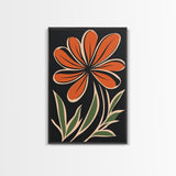 Framed Canvas Wall Art Abstract Botanical Floral Print, Boho Mid-century Modern Floral Canvas Print, Minimalist Boho Modern Art