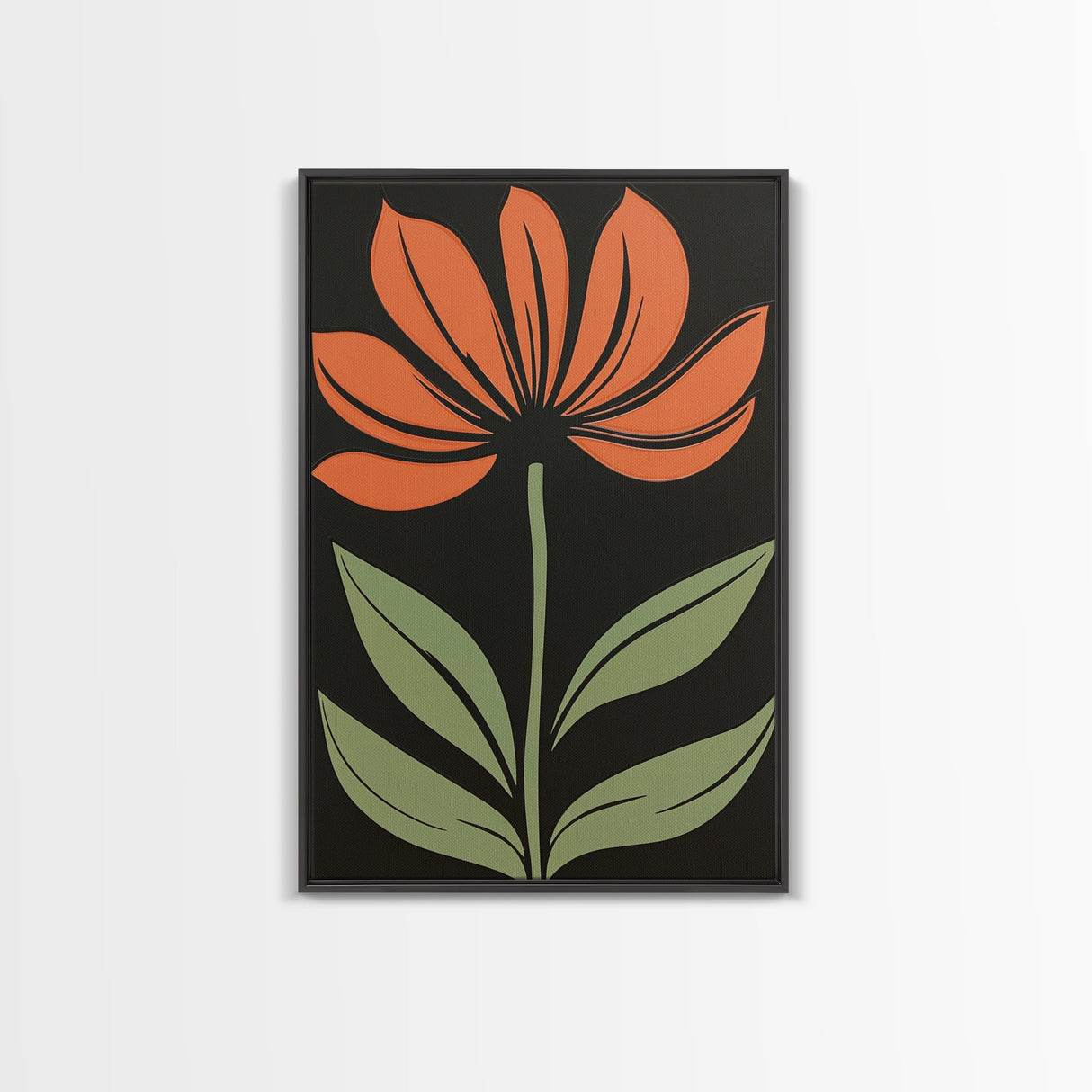 Boho Floral Print Wall Decor, Framed Canvas Print, Modern Art Boho Minimalist Wall Decor