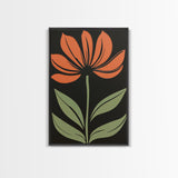 Boho Floral Print Wall Decor, Framed Canvas Print, Modern Art Boho Minimalist Wall Decor