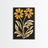 Minimalist Framed Canvas Print Wall Art Botanical Print Flower Wall Art Floral Orange Flower Art Boho Modern Farmhouse Home Decor