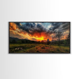 Sunset Over Texas Framed Canvas Print, Photography Style Wall Art, Beautiful Landscape Art