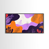 Purple And Orange Preppy Wall Art Framed Canvas Print, Retro 90s Style Wall Art