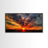 Small Town Life, Framed Canvas Print, Sunset Over A Small Town, Rustic Farmhouse Decor, Photography Style Wall Art