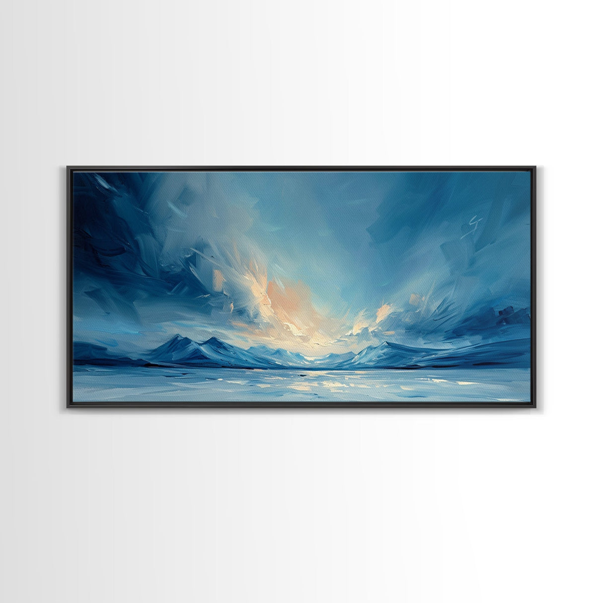 The Arctic - Framed Canvas Print - Wood Framed Wall Art - Landscape Oil Painting - Minimalist Landscape Wall Art