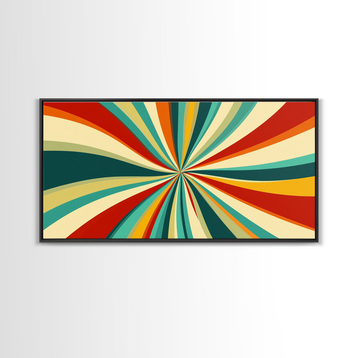 Horizontal Vertical Wall Art Framed Canvas Print, Mid-Century Modern Abstract Spiral Art, Retro Minimalist Pastel Wall Art