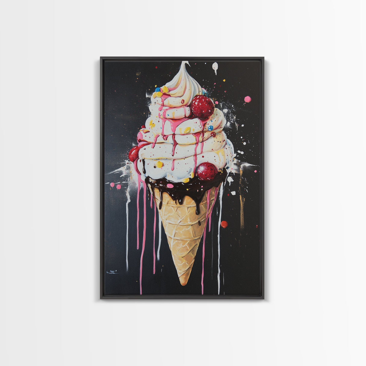 Ice Cream Shop Wall Art, Abstract Still Life Of Ice Cream, Food Review Wall Art, Kitchen Home Decor, Kitchen Art