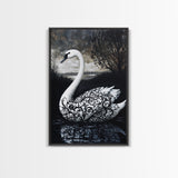 Elegant Gothic Swan Canvas Print | Framed Swan Poster Canvas | Wildlife Decor, animal prints, Swan Painting, Rustic Home Decor, Living Room Art