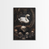 The Black Swan, Gothic Dark Macabre Wall Art, Dark Swan Decor, Halloween Canvas Print, Halloween Decor, Dark Academia Wall Art