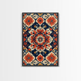Floral Pattern Wall Art, Mexican Tile Pattern Framed Canvas Print, Chicano Art, Textile Inspired Wall Art, Southwestern Pueblo Style Art