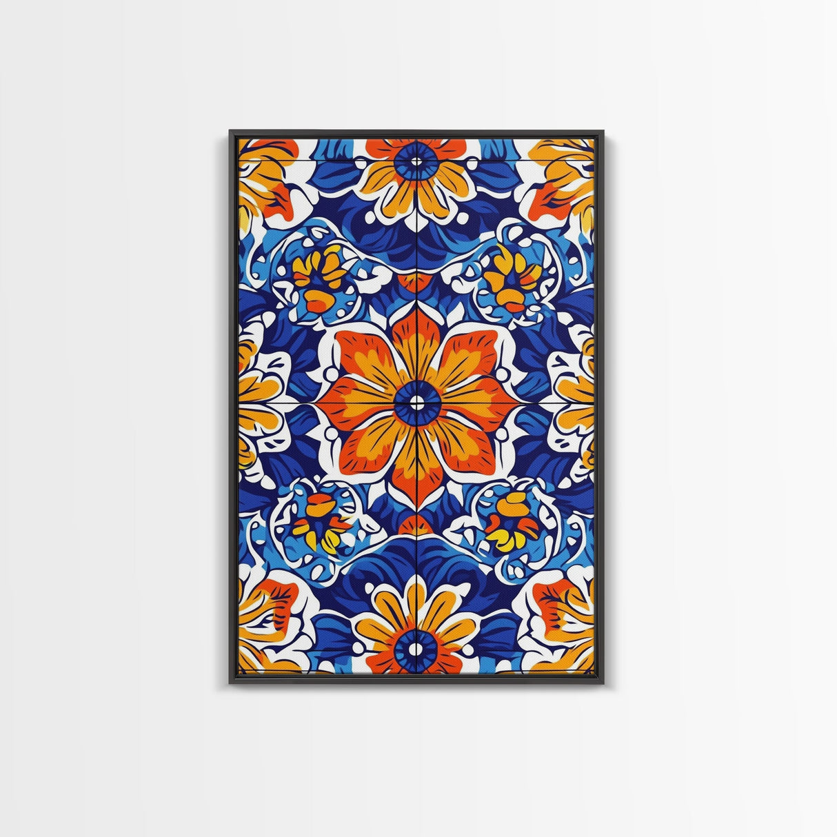 Textile Pattern Wall Art Framed Canvas Print, Home Decor, Mexican Tile Print, Mexicano Pueblo Wall Art