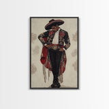 The Matador Oil Painting Canvas Print, Chicano Wall Art, Mexicano Decor, Mexican Inspired Wall Art