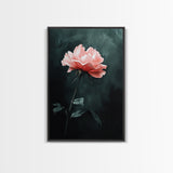 Oil Painting Print of a Pink Rose, Framed Canvas Print, French Country Decor, Modern Farmhouse, Rustic Farmhouse, Rose Painting, Rose Art