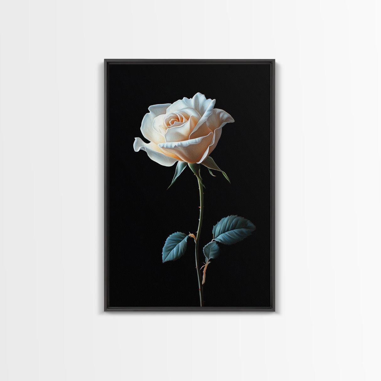 Still Life Photograph of a White Rose, Framed Canvas Print, Rose Painting, Rose Decor, Rose Wall Art, Mother's Day Gift Idea, Flower Wall Art