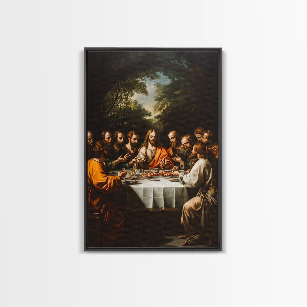 Last Supper Wall Art, Framed Canvas Print, Christmas Decor, Christian Decor, Oil Painting Of The Last Supper