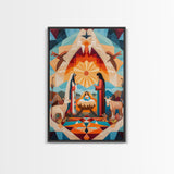 Art Deco Abstract Nativity Painting Print, Canvas Art, Rustic Christmas Wall Art, Christmas Decor, Christmas Painting, Xmas Decor