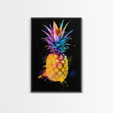 Retro Pineapple Painting Print, Framed Canvas Print, Kitchen or Dining Room Wall Art, Retro Home Decor, Pineapple Painting