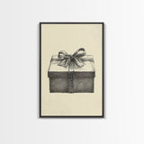 Sketch of A Christmas Gift Canvas Print - Framed Canvas - Minimalist Christmas Art - Boho Christmas Art - Rustic Christmas Art