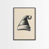 Sketch of Santa's Hat Canvas Print - Framed Canvas - Minimalist Christmas Art - Boho Christmas Art - Rustic Christmas Art
