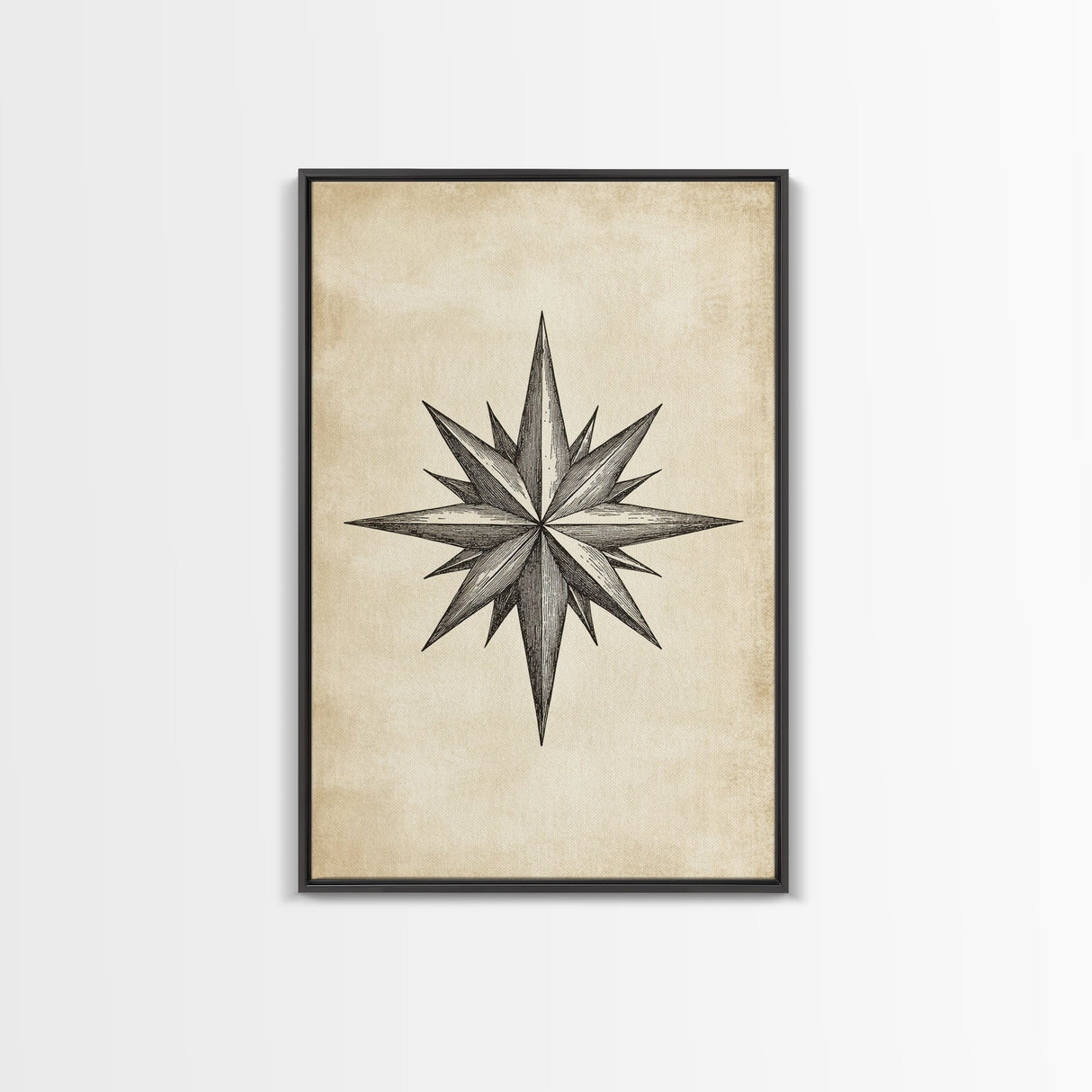 Sketch Of The North Star Canvas Print - Framed Canvas - Minimalist Christmas Art - Boho Christmas Art - Rustic Christmas Art