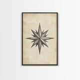 Sketch Of The North Star Canvas Print - Framed Canvas - Minimalist Christmas Art - Boho Christmas Art - Rustic Christmas Art