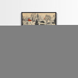 Sketch of a Christmas Village Canvas Print - Framed Canvas - Minimalist Christmas Art - Boho Christmas Art - Rustic Christmas Art