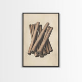 Christmas Cinnamon Sticks Canvas Print - Framed Canvas - Minimalist Christmas Art - Boho Christmas Art - Rustic Christmas Art