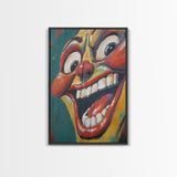 Creepy Clown Wall Art Framed Canvas Print, Wood Framed Wall Art, Retro Home Decor, Halloween Art