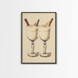 Retro Eggnogg Canvas Print - Framed Canvas - Minimalist Christmas Art - Boho Christmas Art - Rustic Christmas Art