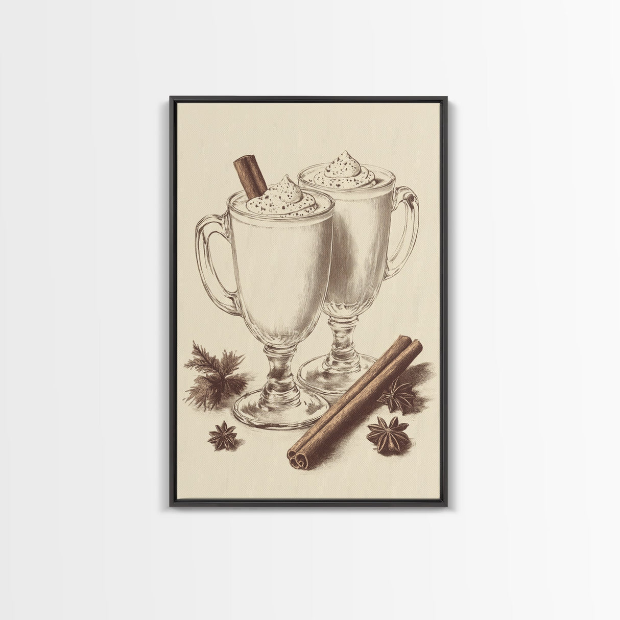 Vinage Egg Nog Canvas Print - Framed Canvas - Minimalist Christmas Art - Boho Christmas Art - Rustic Christmas Art