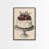 Kitchen Wall Art, Cake Painting Still Life Framed Canvas Print, Dining Room Wall Artt