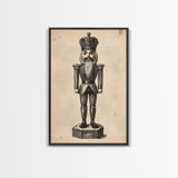 Retro Nutcracker Canvas Print - Framed Canvas - Minimalist Christmas Art - Boho Christmas Art - Rustic Christmas Art