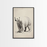 Polar Bear Canvas Print - Framed Canvas - Minimalist Christmas Art - Boho Christmas Art - Rustic Christmas Art