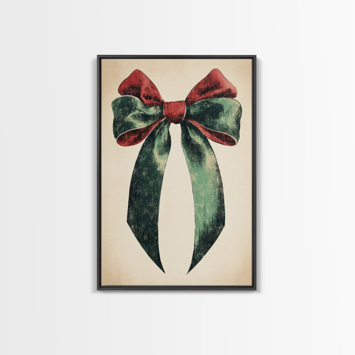 Gift Bow Canvas Print - Framed Canvas - Minimalist Christmas Art - Boho Christmas Art - Rustic Christmas Art