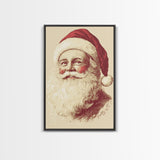 Sainta Clause Painting Canvas Print - Framed Canvas - Minimalist Christmas Art - Boho Christmas Art - Rustic Christmas Art