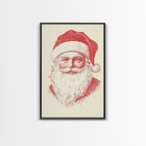 Reto Santa Portrait Canvas Print - Framed Canvas - Minimalist Christmas Art - Boho Christmas Art - Rustic Christmas Art - Santa Painting