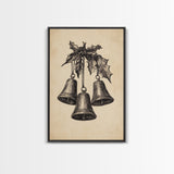 Christmas Bells Canvas Print - Framed Canvas - Minimalist Christmas Art - Boho Christmas Art - Rustic Christmas Art