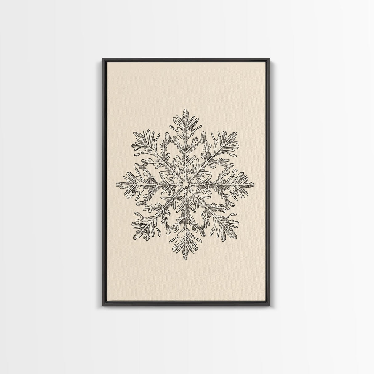 Sketch of a Snowflake Canvas Print - Framed Canvas - Minimalist Christmas Art - Boho Christmas Art - Rustic Christmas Art