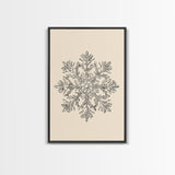 Sketch of a Snowflake Canvas Print - Framed Canvas - Minimalist Christmas Art - Boho Christmas Art - Rustic Christmas Art
