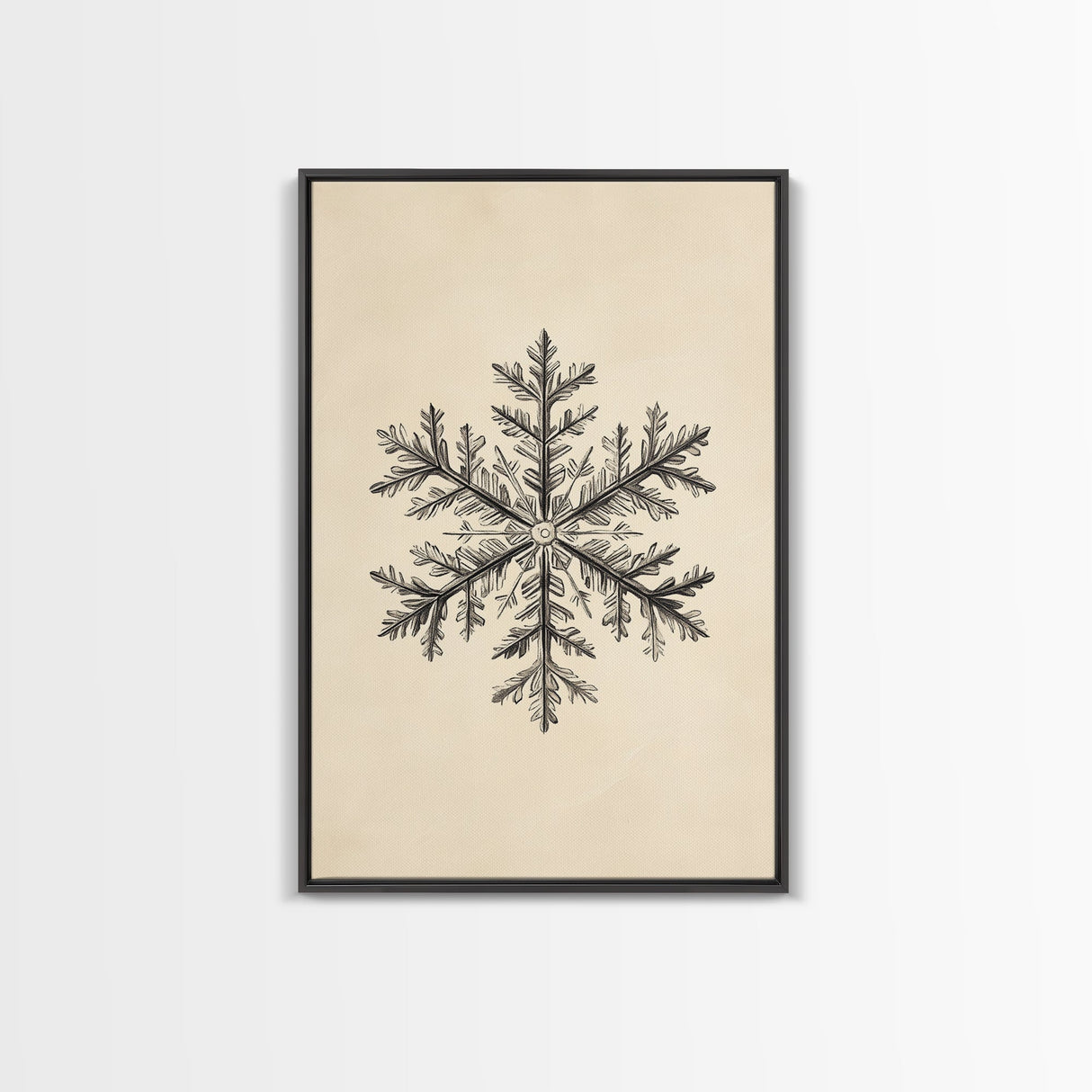 Drawing of a Snowflake Canvas Print - Framed Canvas - Minimalist Christmas Art - Boho Christmas Art - Rustic Christmas Art