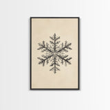 Drawing of a Snowflake Canvas Print - Framed Canvas - Minimalist Christmas Art - Boho Christmas Art - Rustic Christmas Art
