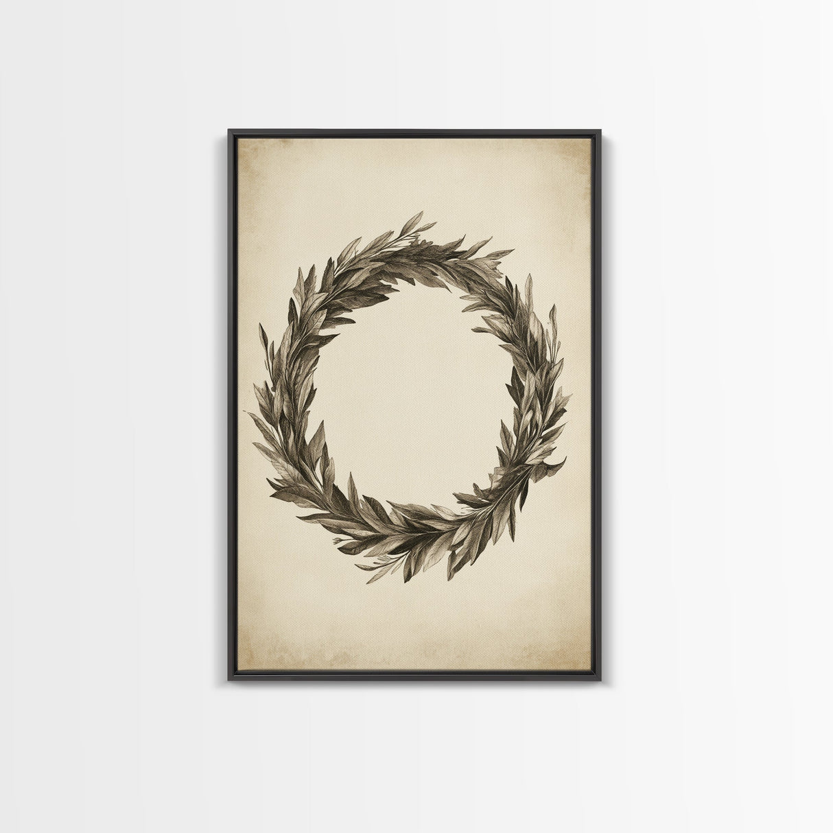 Vintage Wreath Canvas Print - Framed Canvas - Minimalist Christmas Art - Boho Christmas Art - Rustic Christmas Art