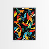 Fall Leaves Abstract Art Print, Wood Framed Art, Retro Mid-Century Modern Botanical Pattern Wall Art Print, 1950s Style Home Decor