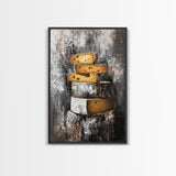 Stack Of Cheese Painting Print - Victorian Still Life Oil Painting of Cheese Rustic Farmhouse Kitchen Art - Kitchen Decor - Gift Idea For Chef