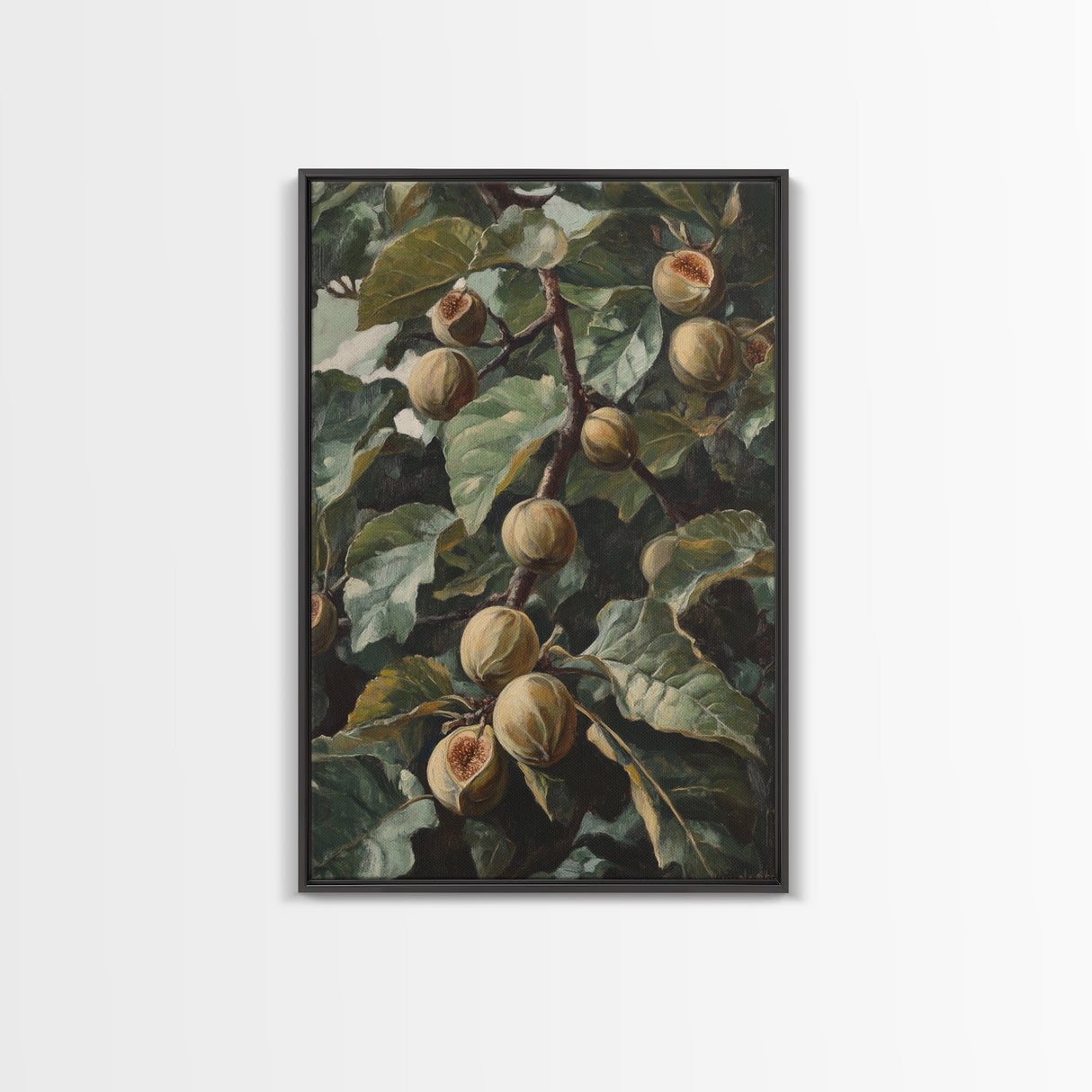 Fig Painting Print - Framed Canvas - Fig Oil Painting, Fig Painting, Kitchen Decor, Rustic Farmhouse, Minimalist Home Decor