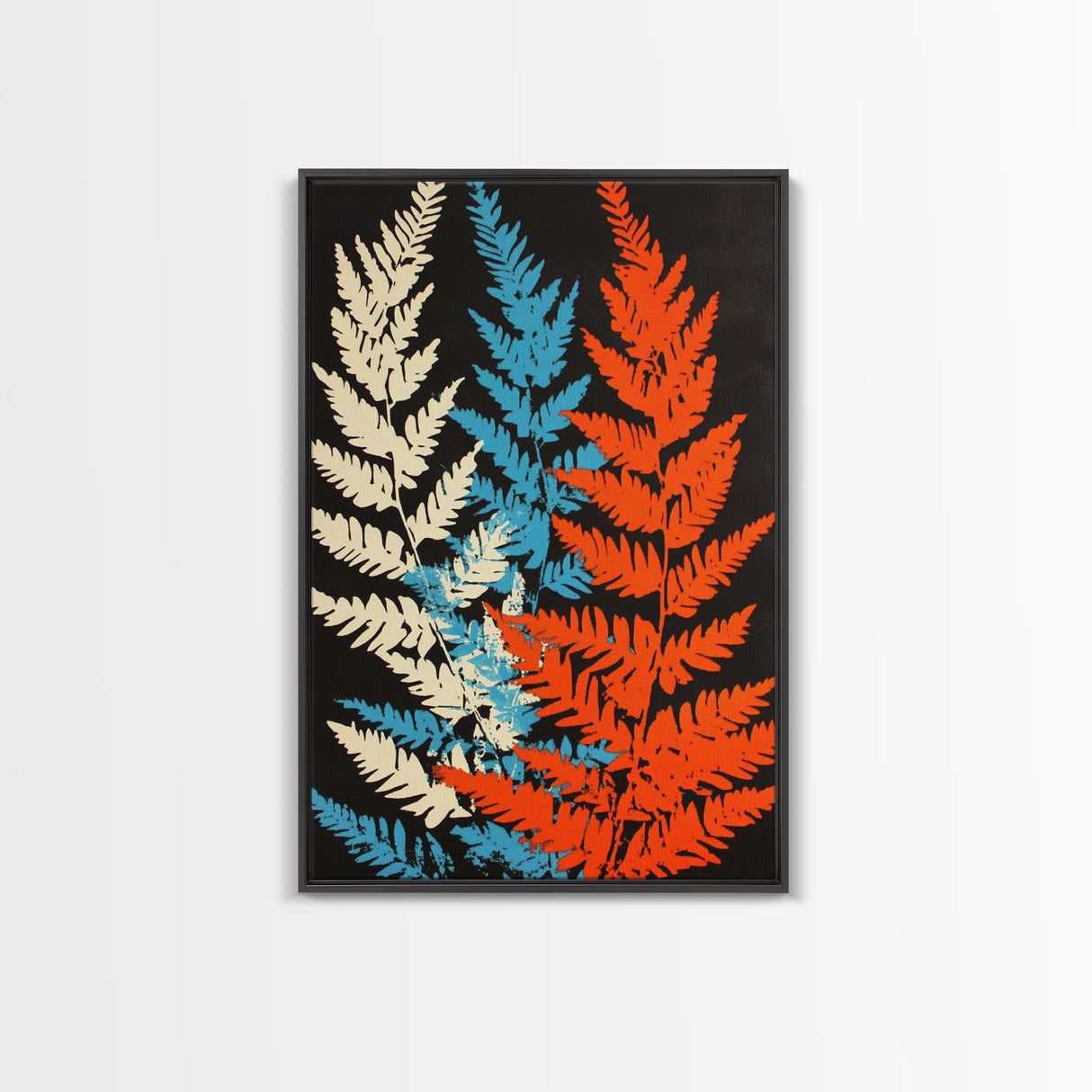 Fern Leaves Abstract Art Print, Retro MCM Style Home Decor, Mid Cenury Modern Abstract Wall Art, Fern Leaves Painting